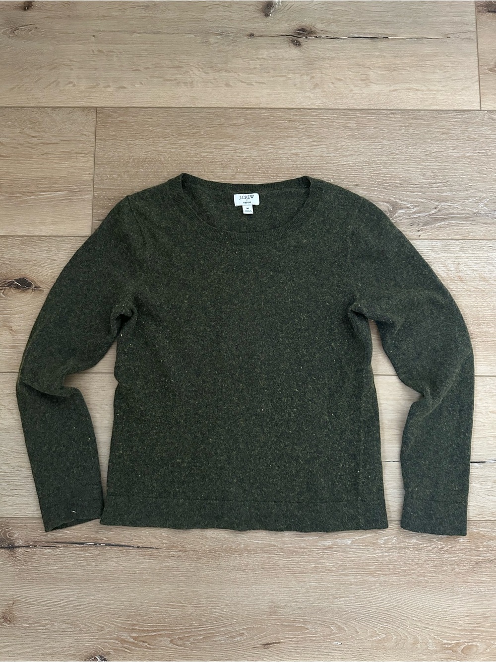 J.Crew Teddie Olive Green Merino Wool Blend Crewneck Sweater M